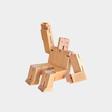 【Simple zone】Cubebot 酷比人(經典小型-樸實木款) 木製變形積木機器人．益智設計玩具．療癒小物推薦．生日禮物．兒童禮物推薦