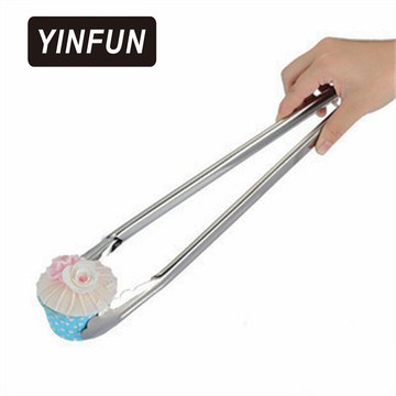 加厚不銹鋼食品夾子加長燒烤夾菜牛排食物油炸面包烤肉廚房夾40CM