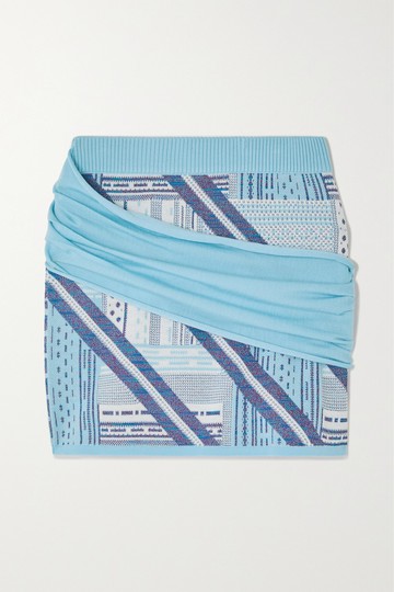 Ahluwalia - Bioko Draped Intarsia Wool-blend Mini Skirt - Blue - UK 6