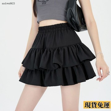 🌟全場免運🌟  半身裙 女春 夏季 超火梨形身材高腰a字雙層蛋糕裙 小個子 蓬蓬 短裙 子
