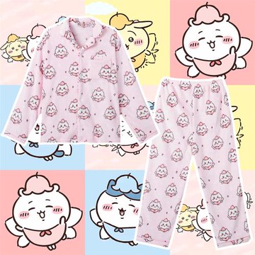 吉伊卡哇chiikawa吉伊珊瑚絨睡衣秋冬款女加絨加厚毛絨保暖冬季