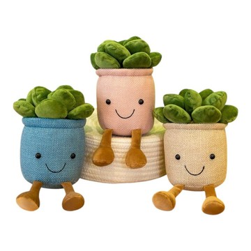 仿真多肉盆栽毛绒玩具玩偶寵物玩具擺設(讓人心情愉悅)