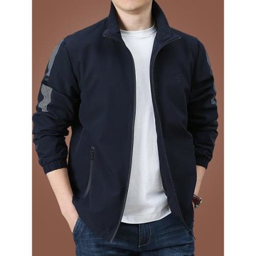 立領休閑夾克男外套春秋季男士春裝上衣簡約男裝2025新款彈力外衣