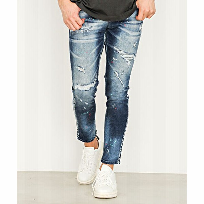 Cavaria キャバリア Cavaria ペンキ飛ばしダメージ加工ストレッチスキニーデニムパンツ メンズ ブランド ジーンズ ジーパン Gパン 大人 スキニーパンツ スキニーデニム パン メンズ インディゴ 通販 Lineポイント最大1 0 Get Lineショッピング