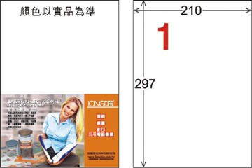 【龍德】A4 透明護貝膜標籤（不可列印） 1格210x297mm 20大張 /包 LD-800-T-C