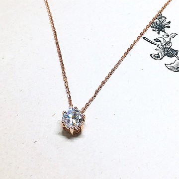 【 Moriarty Jewelry 】經典六爪 - 圓鑽 - 14K  玫瑰金 項鍊