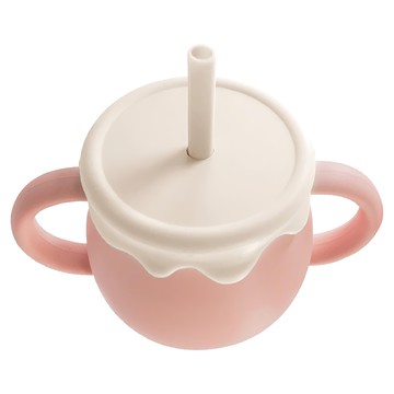 bebehome 矽膠兩用維尼蜂蜜水杯 - 淺粉蓋紅杯  250ml  1個