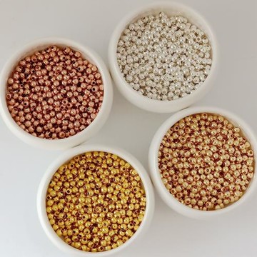 光面圓珠14K包金保色金珠玫瑰金銀珠18K隔珠散珠手鏈項鏈飾品配件