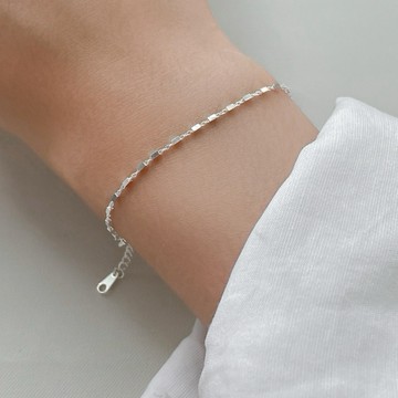 簡約方塊純銀手鍊 M4854 日系纖細款 S925純銀 通體純銀 搭配款手環 純銀手鍊