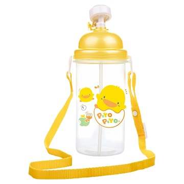 PiYOPiYO小鴨彈跳水壺杯蓋設計可調式揹帶  黃色  500ml  1個