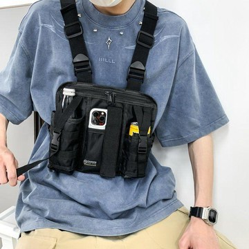 跑步包戶外戰術馬甲雙肩胸包多口袋運動騎行外賣代駕可穿戴多功能揹包雙肩包 水袋包 專業戶外背包 越野騎行包 自行車背包