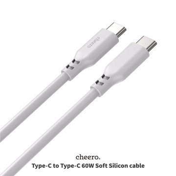 日本熱銷 cheero USB-C to USB-C 60W 超軟矽膠線 快充 不打結 高耐用性 CHE-278