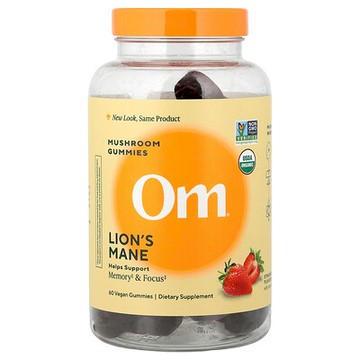 Om Mushrooms, 猴頭菇軟糖，草莓味，1 克，60 粒全素軟糖（每粒軟糖 0.5 克）