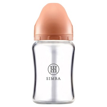 Simba 小獅王辛巴 蘊蜜質金玻璃寬口防脹氣奶瓶 圓孔SS奶嘴  覓粉  1個  180ml