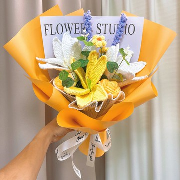 情人節禮盒   客製化禮物2026華麗的手工編織黃色花束