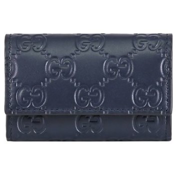 GUCCI 滿版LOGO壓花6孔鑰匙鎖包(深藍)