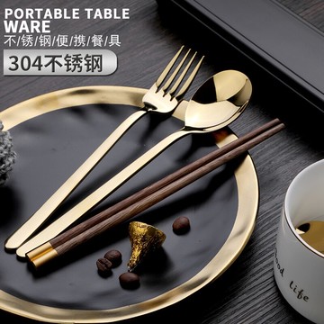 筷子勺子套裝不銹鋼便攜帶收納盒上班族兒童學生餐具三件套單人裝