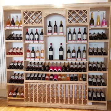 【免運/可開票】置物架 超市貨架 倉儲貨架 展示架 商超貨架 陈列架 簡約一體實木葡萄酒展示架木質酒架紅酒商用落地酒櫃定制紅酒架