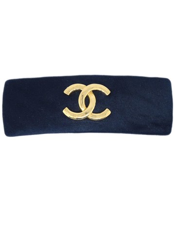 CHANEL Pre-Owned - 1990-2000s CC hair clip - women - Satin/Gold Plated - One Size - Black