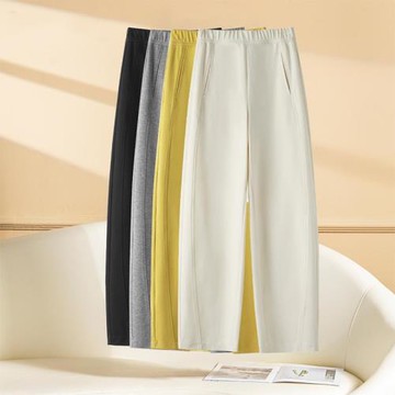 松緊腰時尚彎刀直筒褲女2025新款春夏薄款休閑褲顯瘦梧桐褲香蕉褲