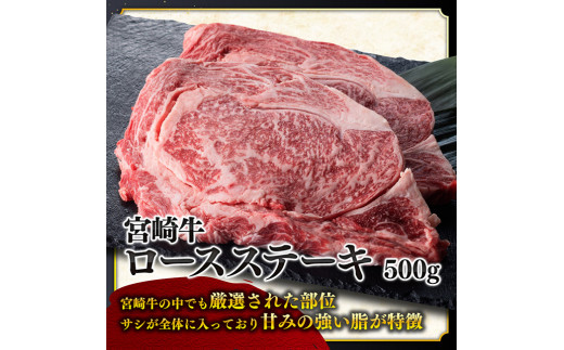 ５等級！宮崎牛ロースステーキ500g 肉 牛 牛肉 国産 黒毛和牛 [E0613]