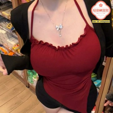 【純欲辣妹】吊帶背心 掛脖吊帶 美式上衣 辣妹上衣 不規則設計 性感內搭 春季穿搭 夏季必備 修身顯瘦