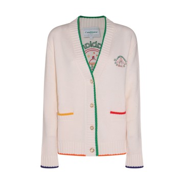 Casablanca - White And Multicolour Wool And Cashmere Blend Logo Cardigan