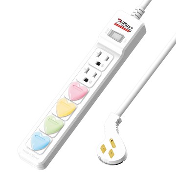 iPlus 保護傘 1開關6插延長線 附心型護套 3孔  1.2m  白色  1條