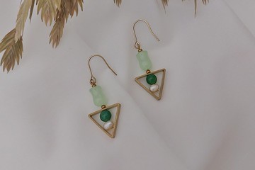 地仙 L'IMMORTEL 黃銅天然石 珍珠玉石 耳環