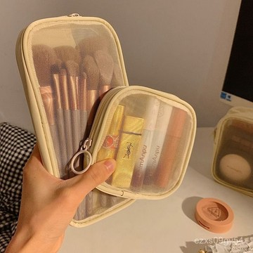 🔥臺灣出🔥便攜化妝包女新款網紗旅行口紅化妝品盒刷化妝袋小迷你洗漱收納包 3OEK