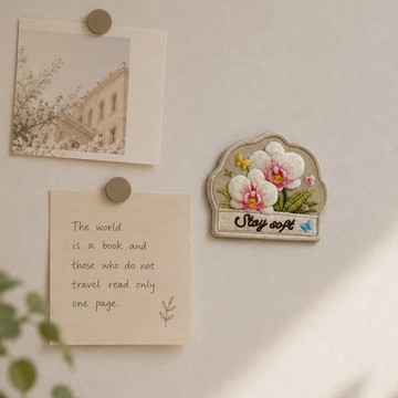 【台灣花語】蝴蝶蘭刺繡磁鐵