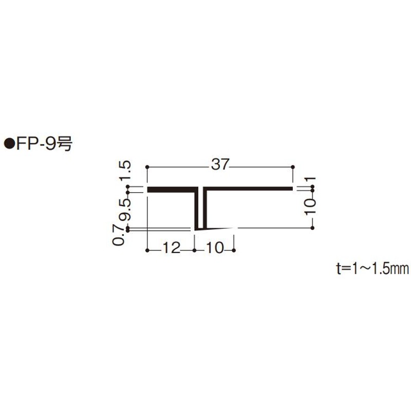 フクビ 見切り 樹脂製 F見切 FP-9号（ボード厚9.5mm用 長さ1.82m）白