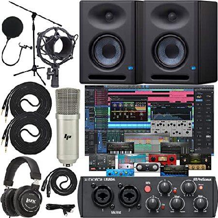 Presonus AudioBox 96 Recording Audio Interface with Creative Software Kit and Studio Bundle and Eris E5 XT Pair Studio Monitors with EBM Wave Guide De