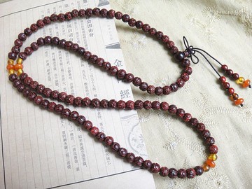 木檀世家印度小葉紫檀念珠8mm108粒念珠 刻蓮花持珠項鏈手串手鏈