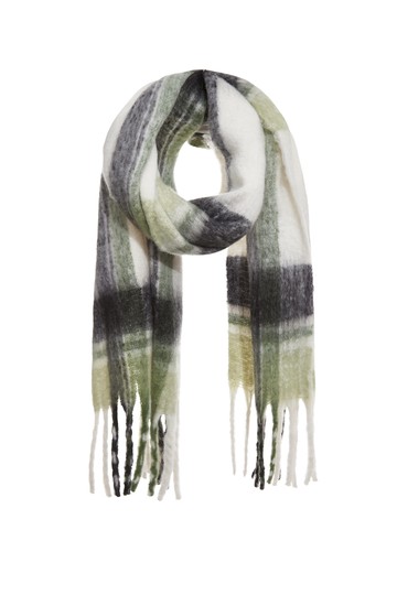 簡約暖絨格紋圍巾