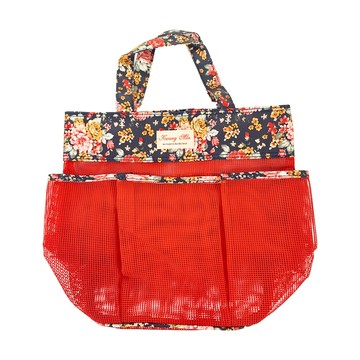 Kwang Hsin 多隔層網紗旅行收納袋 紅色碎花  30 x 26cm