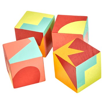 mentari 彩色方塊益智拼圖 4個木製立體積木  MT7113  1組