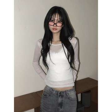 Codibook｜韓國 shifteight 純色分層透視長袖T恤［預購］長袖上衣 女裝