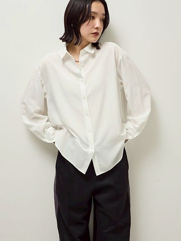 清爽素面/條紋圓弧下擺襯衫(06000972300) - Green Parks