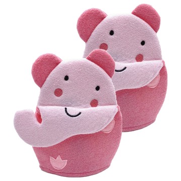 JAR嚴選 兒童動物搓澡手套 - 粉色大象  2雙