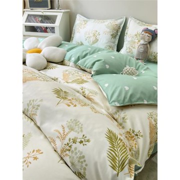 ins網紅三件套花卉園藝床上用品四件套水洗棉床單被套家紡宿舍春4