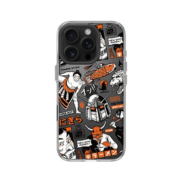 iPhone 16 Pro Clear Case（相機按鈕） 透明 - Paiheme Studio - Black Orange Mix-透明