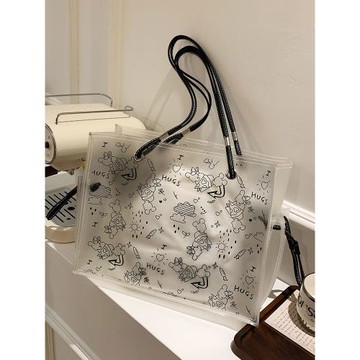 透明包包2025新款潮網紅單肩包女大容量果凍包通勤大包爆款托特包