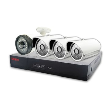 SAMPO 【帝網KingNet】   全景 監控套餐  4路4支主機套餐   500萬 5MP H.265 4路主機 手機遠端 店面監控  搭配 環景大廣角攝影機x1+ 1080P槍型攝影機x3  AHD TVI 960H