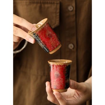 敦煌文創手繪陶瓷茶杯主人杯中式高檔開片鎏金個人專用品茗喝茶杯