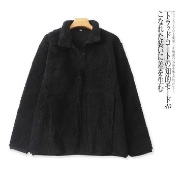 羊羔絨外套  冬新外貿男女款立領摁扣套頭長袖加厚保暖上衣26762