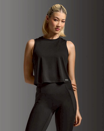 2XU Aero Crop Tank 女士 暢跑速乾排汗防曬短版背心｜黑