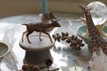 墨綠色手工陶瓷高腳燭台/點心台/飾品台