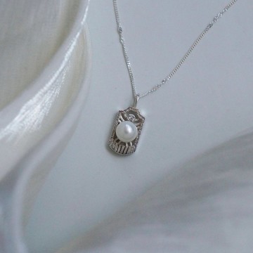 珍珠雕金圖騰項鍊 925銀