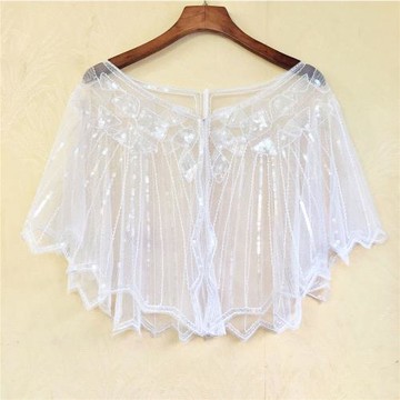 歐美婚紗晚禮服亮片bling bling 披肩小坎肩手工釘珠小披肩